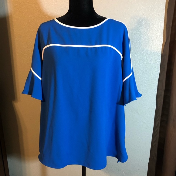 Alfani Cobalt Pipe Sleeve Top - Picture 2 of 13